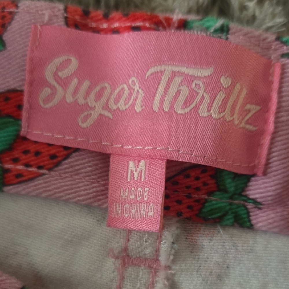 Sugar Thrillz Strawberry Patterned Pink Pants - Picture 2 of 5